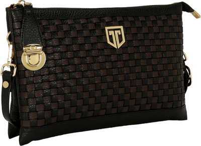 

Tan Luzo Handcrafted Black Leather Sling Clutch Bag for Women Sling Bag(Black, 1 L)