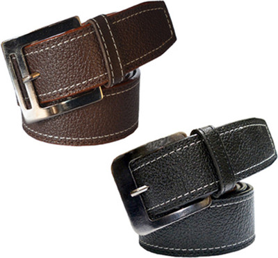 

LOOPA Men Formal Multicolor Synthetic Belt, Brown and black