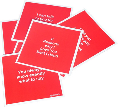 

STAWNCH STAWNCH 6 REASONS WHY I LOVE MY BEST FRIEND[SET OF 6 CARDS SIZE 6" X 6"],,RED Greeting Card(Red, Pack of 1)