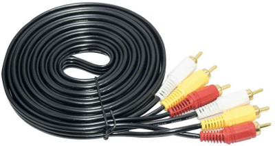 

FOX MICRO 3RCA Male to 3RCA Male Stereo Audio Video Cable Gold Plated 15Feet 5 METER (COLOR MAY VERY) RCA Audio Video Cable(Compatible with TV,Set top box, Black)