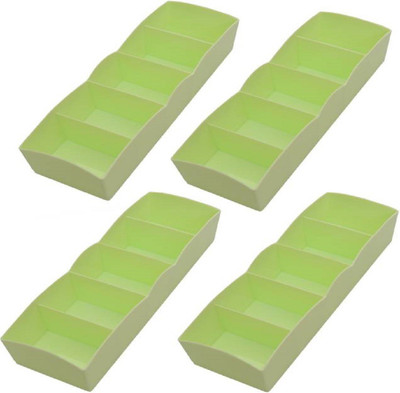 

ShopAis 5 Compartments Plastic Drawer Divider(Green)