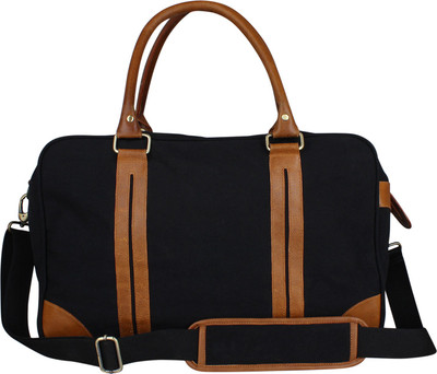 

Zobello 17 inch/43 cm Genuine Leather/Dyed Canvas Duffle Bag Travel Duffel Bag(Black)