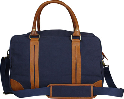 

Zobello 17 inch/43 cm Genuine Leather/Dyed Canvas Duffle Bag Travel Duffel Bag(Blue)