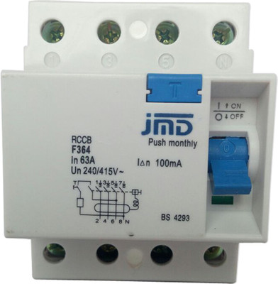 

JMD GOLD RCCB Four Pole 63 AMP 240 V Residual Current Circuit Breaker ISI Mark 0016 MCB(4)