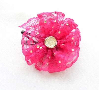 

Pretty Ponytails Lace Flower Diamond Hair Clip - Pink Fuchsia | Toddler Hair clip | Lace Clip | Accessories for Baby | First birthday gift for girls Hair Clip(Pink)