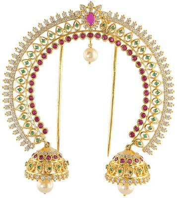 

Anuradha Art Jewellery Traditional Hair Brooch Bun Clip(Pink, Green)
