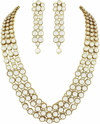 Shining Diva Alloy Jewel Set(White) at flipkart