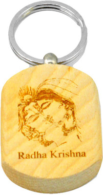 

Faynci Engraved Radha Krishna Handcrafted Wooden Key Chain Key Chain