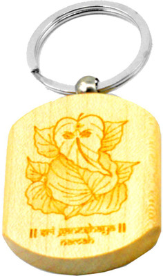 

Faynci Leaf Ganesha Wooden Keychain Key Chain