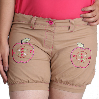 

Paul & doll Short For Girls Party Embriodered Cotton Lycra Blend(Beige, Pack of 1, Foan