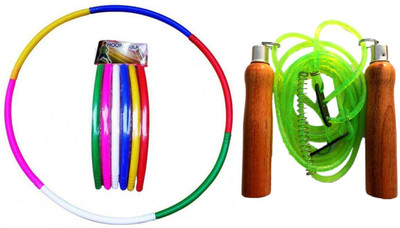 

YUKI Fat Burner Hoopa Hula Ring and Wooden Handle Green Color Skipping Rope Gym & Fitness Kit