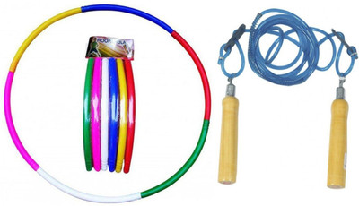 

Facto Power Fat Burner Hoopa Hula Ring and Wooden Handle Blue Color Skipping Rope Gym & Fitness Kit