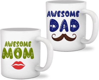 ME&YOU Gift for Father Mother On Birthday Father's Day Mother's Day Anniversary and Special Occasion IZ18PKMU2-025 Ceramic Coffee Mug(325 ml, Pack of 2)