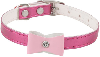 

SRI Designer Adjustable Bow Design Collar for Puppy/Cat Dog Harness & Leash(, Pink