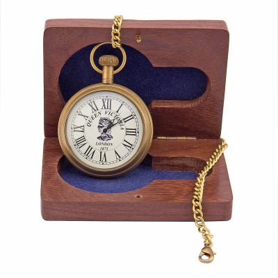 Kartique Antique style brass with Roman Numbers POKWATQUEELI25 Gold-Plated Brass Pocket Watch Chain   Watches  (Kartique)
