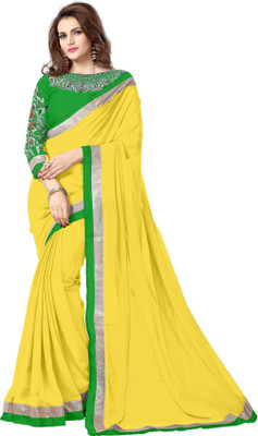 

onlinefayda Embroidered Daily Wear Chiffon Saree(Yellow)