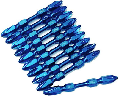 

ISC PH2 Bits 9J Blue Heavy Duty Professional Quality 65mm Double Side 10Pcs Set Screwdriver Bit Set(Pack of 10)