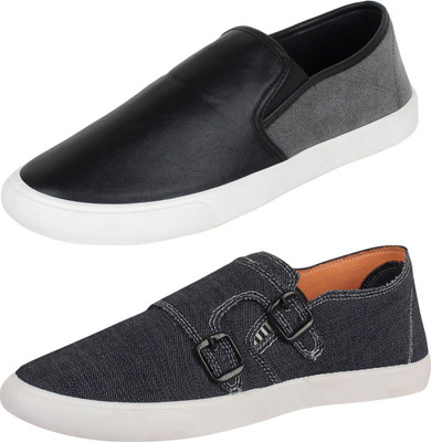 

Aero 02 Pair Combo Canvas Loafers For Men(Blue, Black, Grey