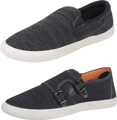 

Aero 02 Pair Combo Canvas Loafers For Men(Blue, Black