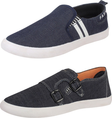 

Aero 02 Pair Combo Canvas Loafers For Men(Blue, Blue