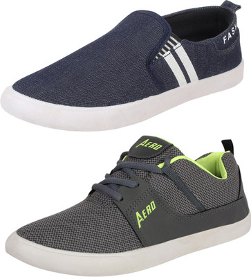 

Aero 02 Pair Combo Canvas Sneakers For Men(Blue, Grey, Green, Blue::dgrey::pgreen