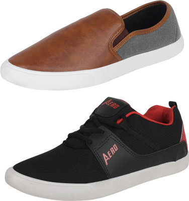 

Aero 02 Pair Combo Canvas Sneakers For Men(Black, Red, Brown, Grey
