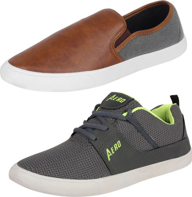 

Aero 02 Pair Combo Canvas Sneakers For Men(Grey, Green, Brown, Grey, Dgrey::pgreen::brown::grey