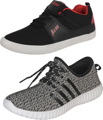 

Aero 02 Pair Combo Canvas Sneakers For Men(Grey, Black, Red, Dgrey::black::red