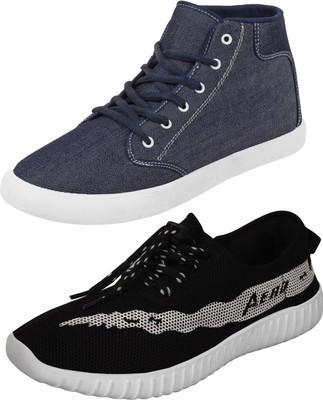 

Aero 02 Pair Combo Canvas Sneakers For Men(Black, Blue