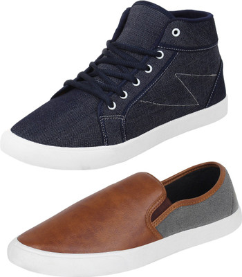 

Aero 02 Pair Combo Canvas Casuals For Men(Multicolor, Blue::brown::grey