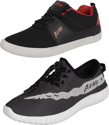 

Aero 02 Pair Combo Canvas Casuals For Men(Multicolor, Grey::black::red