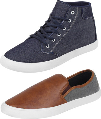 

Aero 02 Pair Combo Canvas Casuals For Men(Brown, Grey, Blue