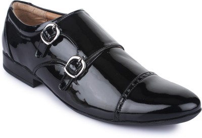 

Vilax Vilax Mens Party Wear Shinning Glossy Patent Shoes Monk Strap For Men(Black