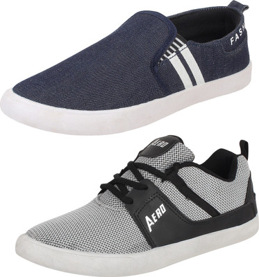 

Aero 02 Pair Combo Canvas Sneakers For Men(Blue, Grey, Black, Blue::lgrey::black