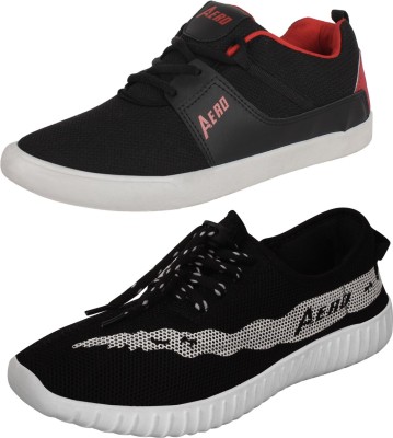 

Aero 02 Pair Combo Canvas Sneakers For Men(Black, Black, Red