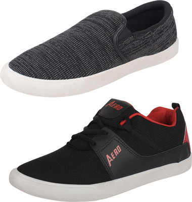 

Aero 02 Pair Combo Canvas Sneakers For Men(Black, Red, Black