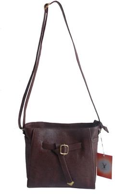 

HideCrusH Girls Casual Brown Leatherette Sling Bag