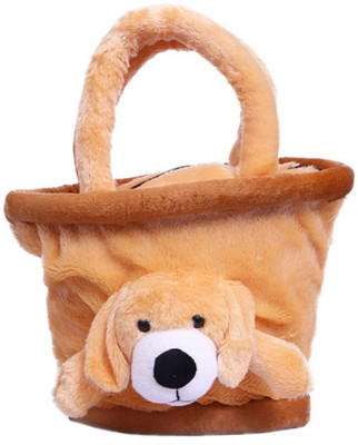 

giftee Brown Basket Puppy Face Bag - - 25 cm(Brown)