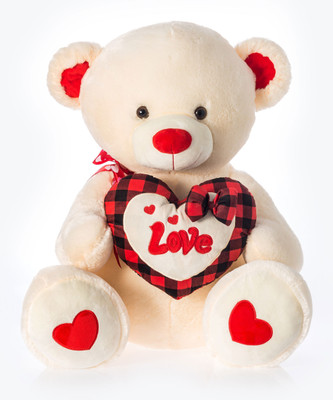 

Dimpy Stuff Dimpy Bear W/Heart Love Emb. Cream - 50 cm(Red)