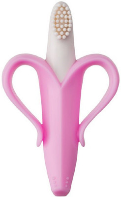 

Maxbell Baby Banana Teether with Bristles Bendable Flexible 100% Safe for Infants Toddlers Easy to Hold with Container (Yellow) Soft Toothbrush