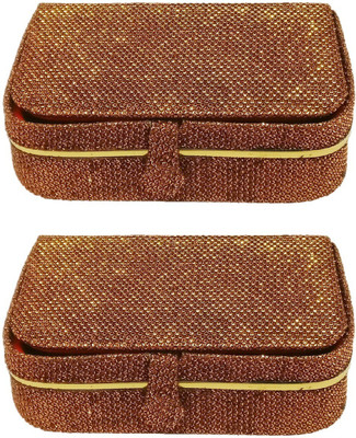 

Addyz Pack of 2 Pieces women men ring box Travel Storage case Jewellery Vanity Box(Copper Brown)