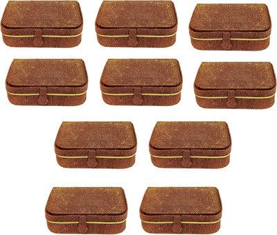 

Addyz Pack of 10 Pieces women men ring box Travel Storage case Jewellery Vanity Box(Copper Brown)