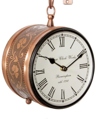 kamdhenu art and craft Analog 30 cm X 15 cm Wall Clock(Brown, Station Clock)