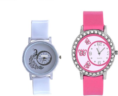 indium PS0206PS pink white peacock beautiful watches for girls pack of 2 watch WHITE QUEEN Watch  - For Girls   Watches  (INDIUM)