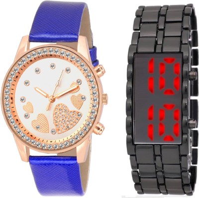 COSMIC LEDSKMEI HEAVY BRACELET WITH RED LIGHT FOR men with QUEEN OF HEARTSSOOMS SL-0068 SUPER BEAUTIFUL DIAMOND STUDDED women Watch  - For Boys & Girls   Watches  (COSMIC)