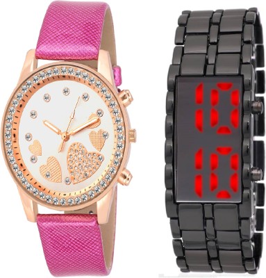 SOOMS LEDSKMEI HEAVY BRACELET WITH RED LIGHT FOR MEN WITH QUEEN OF HEARTSSOOMS SL-0068 SUPER BEAUTIFUL DIAMOND STUDDED WOMEN Watch  - For Boys & Girls   Watches  (Sooms)