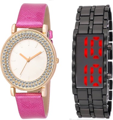COSMIC LEDSKMEI HEAVY BRACELET WITH RED LIGHT FOR MEN WITH DIAMOND STUDDED AND GLAMOROUS DIVA WOMEN Watch  - For Boys & Girls   Watches  (COSMIC)