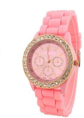 INDIUM PS0402PS QUEEN pink rubber belt crystal studded women Watch Watch  - For Girls   Watches  (INDIUM)