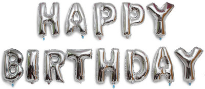 

Party Anthem Solid Silver "HAPPY BIRTHDAY" Letters Foil Balloons- 12 inches Balloon(Silver, Pack of 1)