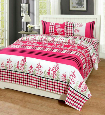 chunnu2star 144 TC Microfiber Double Checkered Flat Bedsheet(Pack of 1, Multicolor)
